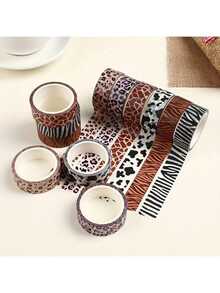 Bộ băng dính Washi trang trí họa tiết động vật - Băng dính Washi họa tiết ngựa vằn, báo và hổ dùng để làm sổ lưu niệm, đồ thủ công tự làm và trang trí sổ kế hoạch, đồ dùng học tập, trở lại trường học - Nhiều màu - Xem 5