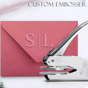 1 PC Personalized Embosser Stamp, Custom Hand Embosser Stamp,Logo Embosser,Wedding Logo Embosser,Library Book Embosser Stamp-Silver