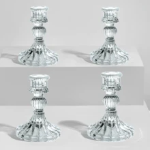 1/2/4pcs European Style Glass Hexagon Candle Holders, Multi-Color, Wedding Table Decor, Restaurant Decoration, Candle Holders For Party & Banquet - Multicolor - View 11