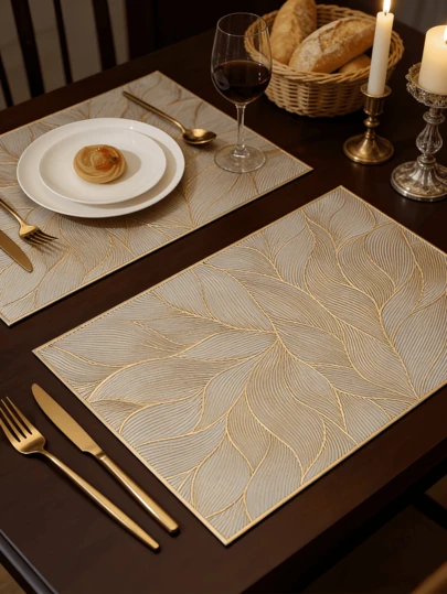 1-6pcs Rectangular Minimalist PVC Placemats, Washable, Easy To Clean, Wipe-Clean, Non-Slip, Dining Table Mats, Sweet Reverie, Elegant Placemats, Dining Table Setting, Kitchen Tabletop Mats, Holiday Wedding Decor