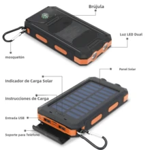 Cargador solar portátil de 2025 20000 mAh - Puertos USB/Tipo C/Micro con linterna LED y brújula, batería externa de emergencia duradera para exteriores, camping y viajes, personalizable para regalo, compatible con todos los dispositivos digitales - Multicolor - Ver 5