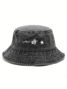 1顶复古水洗印花棒球帽,男女通用,适合返校、派对、海滩、假期、圣诞节、婚礼、户外活动、休闲场合,学生、教师皆宜,可作为圣诞礼物,经典美式风格,Y2K风格,休闲帽饰,粉色、黑色、绿色可选,卡车帽 - 漁夫帽 - 查看 10