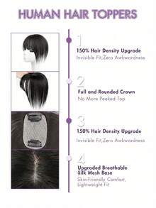 8-14英寸优雅直刘海假发，男女通用成人款，灰金色，适合头发稀疏者，夹式接发片，增加发量和遮盖度，自然逼真。 - 彩色 - 查看 9