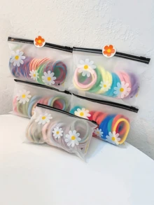 10pcs Cute Daisy Print Zipper Storage Bags: Ideal For Organizing Cosmetics, Hair Accessories And Travel Items - Made Of Waterproof PVC Material - White - View 8