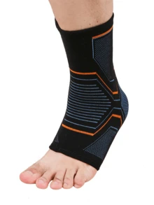 This 1-Pack Of High-Elasticity, 3D-Woven, Breathable, Moisture-Wicking Sports Ankle Supports Features A Tech-Inspired Design With Black, Blue, And Orange Geometric Stripes. It Provides Dual Protection, Relieving Ankle Pressure And Offering Support During Exercise. - Multicolor - View 17