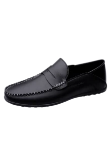 Men's Black Casual Loafers, Suitable For Office, Commute, All Seasons
