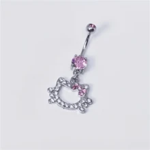 1件SANRIO Hello Kitty肚脐环 - Y2K时尚合金肚脐饰品，饰有粉色水晶 - 时尚女士身体穿刺配饰 - 理想的生日和情人节礼物，SANRIO - 彩色 - 查看 10