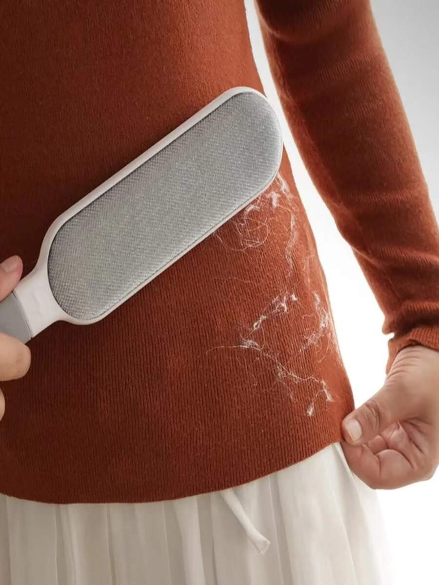 1 pieza Quitapelusas, Eliminador de polvo y cabello con caja de almacenamiento retráctil, Cepillo antiestático para el pelo de mascotas, Cepillo de pelusas de doble cara, Quitapelos para mascotas - Gris Claro - Ver 1