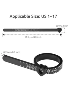 1pc Pink Reusable Ring Sizer Measuring Tool - Adjustable Jewelry Size Gauge - 1PC - Black - View 6