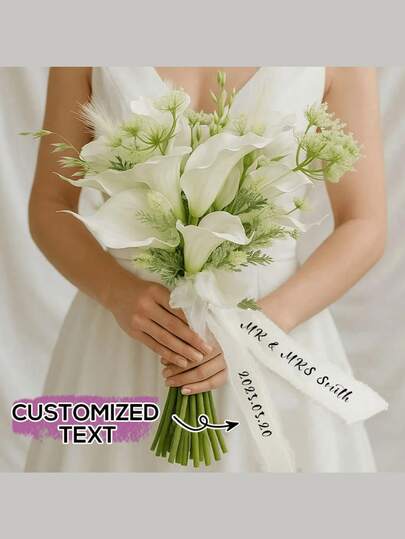 Cinta de gasa con borde hecho a mano personalizada - Cinta para ramos de novia y decoración de bodas para ceremonias de matrimonio, fiestas de cumpleaños, Navidad, Año Nuevo y envoltura de regalos de San Valentín, recuerdos de fiesta, manualidades DIY - Cinta decorativa elegante para invitaciones de boda, empaquetado de regalos, escenarios