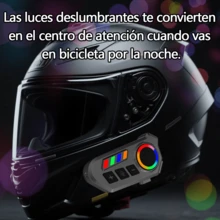 Auriculares Bluetooth para casco de moto, compatibles con llamadas inalámbricas y reproducción de música, diseñados para su uso con cascos de moto. Cuentan con una estructura resistente al polvo, un puerto de carga rápida tipo C y una batería de larga duración. Mejoran la visibilidad durante la conducción nocturna, con una estructura ligera y compacta que facilita su instalación. - Negro - Ver 7