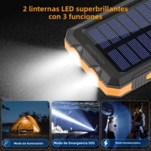 2025 20000mAh Portable Solar Power Bank - USB Ports with LED Flashlight, Solar Charging & Fast Wired Charger, Waterproof Outdoor Battery Pack for Camping/Hiking/Travel, Compatible with iPhone/Android - Multicolor - Ver 7