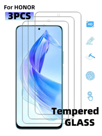3-pack skärmskydd kompatibelt med Honor HD härdat glas skyddsfilm 9H hårdhet skalvänlig enkel installation repfri bubbelfri skärmskydd viktiga saker, lämpliga för Daily Shield, kontor, hem Daily Shield kontor hemtelefon skärmskydd telefontillbehör vattentät stötsäker fallskydd reptålig