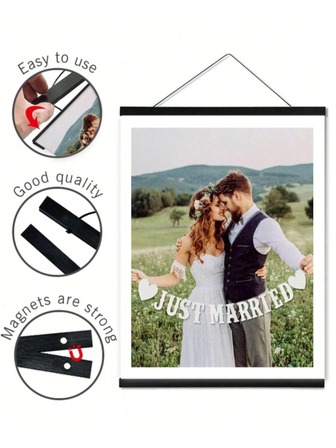 1个黑色磁性挂钩木框，适用于海报（长度21-71厘米）、照片（尺寸30x40厘米、40x50厘米、40x60厘米、50x70厘米）、帆布画、印刷品、地图、卷轴和帆布艺术品，可用于墙面装饰。