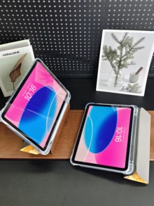 1 件简约花卉图案平板电脑保护套，兼容 Apple 10.2 英寸、Pro 11 英寸（2022/2021/2020/2018/第十代）、5/6/7/8/9、（A16）11 英寸第十一代（2025），带笔槽、防摔、平板电脑支架、自动睡眠/唤醒。 - 橘色 - 查看 4