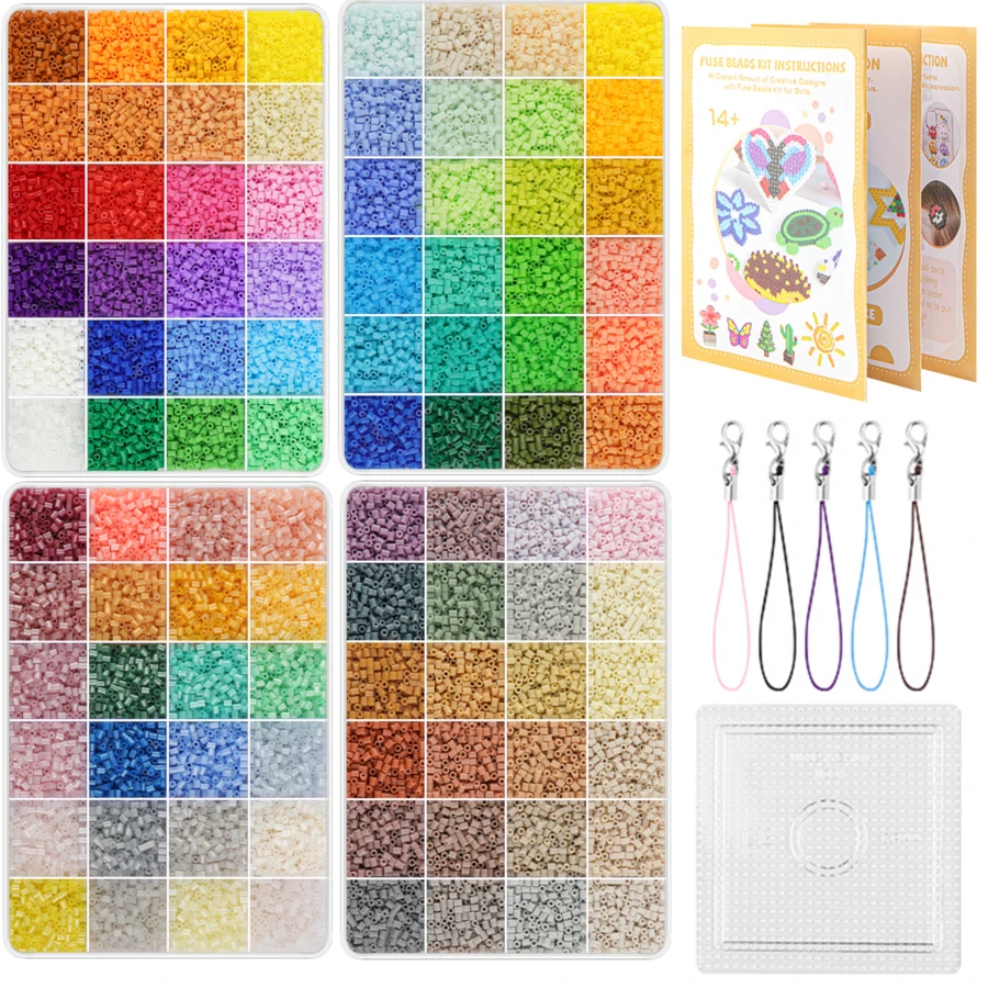 9000pcs/Box 2.6mm Fuse Beads Plastic Puzzle Beads Set - Includes Pegboard And Instructions, Handmade Creative DIY Puzzle Beads Fusion - Fuse Bead - View 1