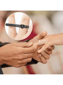 1pc Pink Reusable Ring Sizer Measuring Tool - Adjustable Jewelry Size Gauge - 1PC - Black - View 2