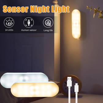 USB Rechargeable Motion Sensor Night Light - Smart Sensing, No Drilling Installation, Rechargeable Lithium Battery, Suitable For Home, Kitchen, Bedroom, Corridor, Stairs, Outdoor Lighting, Indoor Lighting, Modern Night Light Design