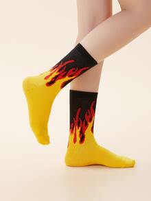 Flame Pattern Socks - Yellow - View 4