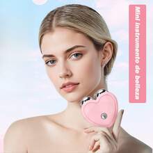 Masajeador facial eléctrico EMS portátil Mini rodillo de masaje con microcorriente para levantamiento facial, rejuvenecimiento de la piel y firmeza facial y del cuello, dispositivo de belleza de 200mAh - Rosa - Ver 4