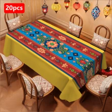 1/20pcs Set Ramadan Blessing Tablecloth, Featuring Elegant Gold Star & Moon Pattern, Luxurious Design, Suitable For Home, Kitchen, Dining Room, Party & Outdoor Use. Durable And Easy Care, Ideal Home Decor. - Multicolor - View 17