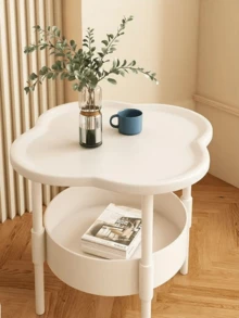 Una mesa de centro moderna, sencilla y creativa con un estante de almacenamiento de dos niveles, una mesa de noche adecuada para salas de estar, mesas de noche, dormitorios y oficinas, una mesa de centro estilo leche y aceite, fácil de ensamblar - Multicolor - Ver 4