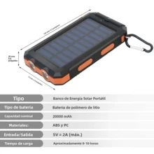 Cargador solar portátil de 2025 20000 mAh - Puertos USB/Tipo C/Micro con linterna LED y brújula, batería externa de emergencia duradera para exteriores, camping y viajes, personalizable para regalo, compatible con todos los dispositivos digitales - Multicolor - Ver 7