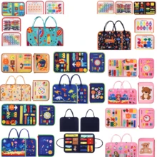 蒙特梭利忙碌板玩具，男女皆宜，可作为礼物、感官玩具、教育旅行玩具、学前活动玩具，帮助孩子学习精细动作技能，幼儿教育玩具 - 藍色 - 查看 2