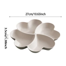 1pc Appetizer Serving Platter, Unbreakable Dip And Chip Divided Plates, 4 Compartment Heart Shaped Serving Dish For Nuts, Candy, Dried Fruit, Salad, Snacks, Kitchen, Christmas Gift - White - View 7