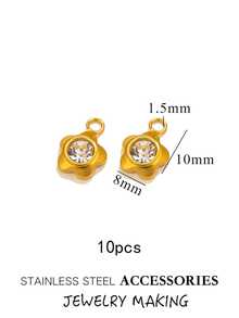 10/20 chiếc mặt dây chuyền nhỏ hình trái tim, ngôi sao, hoa mai bằng thép không gỉ đính đá, dùng để tự làm vòng cổ, bông tai. Phụ kiện trang sức - Hình học - Xem 23