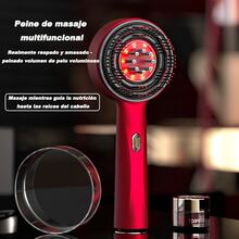 Peine eléctrico de masaje para el cabelludo, equipo de spa de belleza recargable por USB con función de vibración, aplicador de aceite esencial 2 en 1 con 3 modos de masaje, apto para todo tipo de cabello, ideal como regalo para vacaciones - ROJO - Ver 2