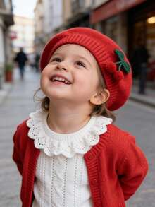 1 pieza Boina de bebé, Sombrero de cereza lindo, Sombrero de pintor para bebé recién nacido de 1 a 3 años, Accesorios exquisitos y lindos, Ropa de niño y niña, Suave, transpirable, cómodo, Colección de primavera/otoño, Accesorios para el cabello de bebé, Accesorios para el cabello de niña pequeña, Atuendos de primavera para niña pequeña, Adecuado tanto para el hogar como para salir, Regalos para bebés, Adecuado para fotografía turística, fiestas de vacaciones - Multicolor - Ver 5