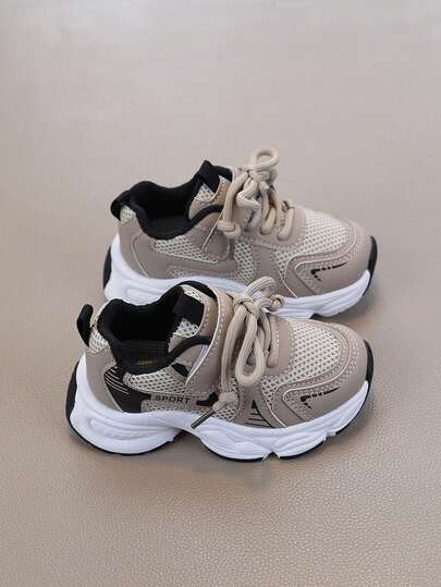 1 Pair Kids' Summer Mesh Breathable Sneakers, Girls' Casual Chunky Shoes