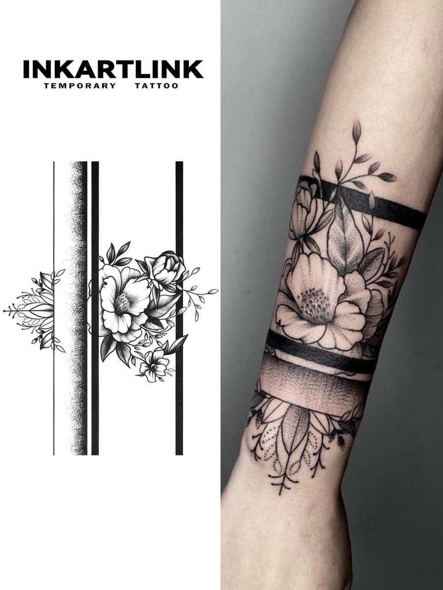INKARTLINK 革命性纹身技术，半永久纹身，花卉图案，逼真纹身，情感纹身，临时纹身，仿真纹身，防水，外观逼真，小众设计纹身，果汁纹身，植物纹身，臂环纹身
