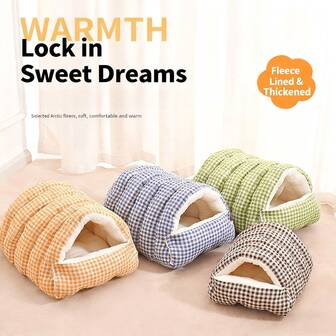 New Plaid Pet Bed, Dog Bed, Cat Bed, Winter Essential, Warm And Cozy Dog Supplies, Minimalist Design