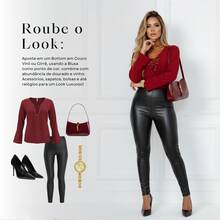 Women Blouses - 酒紅色 - 查看 7