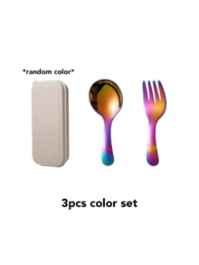 Set di posate portatile in acciaio inossidabile 3 pezzi, in acciaio inossidabile 304, posate pieghevoli con scatola di conservazione, inclusi forchetta, cucchiaio e scatola di conservazione - perfetto per ufficio, cucina, picnic, campeggio e attività all'aperto, e anche un bel regalo per le vacanze.