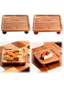 1pc/4pcs Minimalist Rosewood Tray - 7.8 Inch Square Wooden Tray For Serving Meals, Snacks, Desserts And Cooked Food, Durable, Easy To Clean, Polished Surface, Minimalist Design Serving Tray, High-Quality Square Wooden Plate, Serving Platter, Wooden Tableware Tray, Fruit Tray, Party Serving Tray, Coffee Table Decor/Tabletop Candle Holder Wooden Plate
