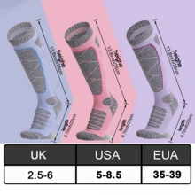 1/3 Pairs Of Women's One-Size-Fits-All Winter Ski Socks, Warm Thick Socks With Threaded Cuffs, Spandex Material Towel Socks, Breathable And Dry, Non-Slip Wear-Resistant, Sweat-Absorbent And Quick-Drying, Suitable For Women's Outdoor Sports Skiing Climbing Hiking Football Long-Length Sports Socks - Multicolor - View 3