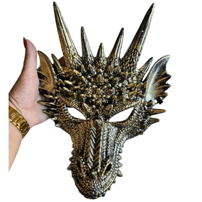 Máscara De plástico Dragão Fantasia carnaval festa dourado