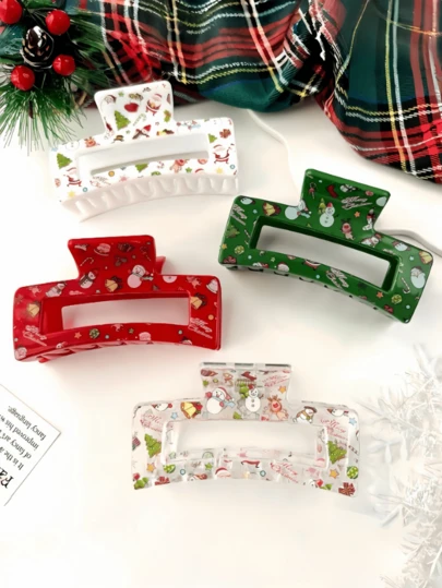 Large Square Plastic Hair Clips For Women, Fashion, Elegant, Versatile, Minimalist Style, Suitable For Daily, Party, Commute, Vacation And Other Occasions - Can Be Used For Styling, Washing Hair, Makeup, Matching Clothes, Summer Hair Clips, Hair Pins, Hair Accessories, Student Supplies, Autumn/Winter Hair Accessories