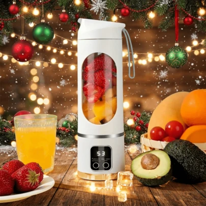 SOKANY Kompakt 3-i-1 bärbar blender och juicer - USB-laddningsbar med digital display, slitstarka blad i rostfritt stål för smoothies, shakes och färsk juice - Trådlös, lättanvänd för camping, resor och presenter