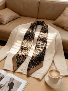 1PC Women's High End Luxury Leopard Pattern Square Scarf, Silk Imitation Scarf, Casual Multi Functional Decorative Scarf, Valentine's Day Gift, Gift For Girlfriend, Winter Head And Neck Protection Scarf, Warm Use, New Year's Gift, Hairstyle Decoration, Warmth Supplies, Leopard Pattern Scarf, Essential For Back To School Season, Popular Dressing - Multicolor - View 11