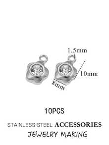 10/20 chiếc mặt dây chuyền nhỏ hình trái tim, ngôi sao, hoa mai bằng thép không gỉ đính đá, dùng để tự làm vòng cổ, bông tai. Phụ kiện trang sức - Hình học - Xem 9