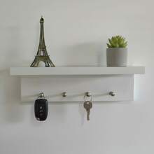 Porta Chaves De Parede Organizador Decoração Para Casa em L 25x8x8 - Branco - Visão 2