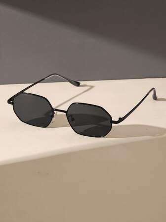 1件装 女士气质几何金属设计护眼时尚眼镜 适合街头摄影、海边派对、旅行、驾驶 服饰配件