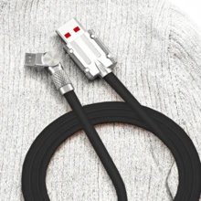 Cable de datos con cabezal giratorio, cable de carga rápida de 1 metro, cable de carga ultrarrápida tipo C. Admite una rotación de 180 grados, cable cargador portátil para coche, estructura resistente, acabado superficial liso, sin batería, se alimenta a través de USB. - Negro - Ver 11