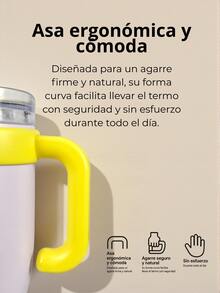 Termo de Acero Inoxidable FAB-8 1200 ml con Doble Pared Térmica, Asa Ergonómica y Tapa con Boquilla y Popote Integrado - Gris Y Negro - Ver 6