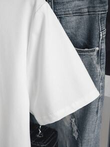 Women's Graphic T-Shirt, Short Sleeve, Round Neck, Basic, Comfortable, Cool, Lightweight, Modern, Youthful, Feminine, Floral Print, Lily, Leaves, 3D - 白色的 - 查看 4