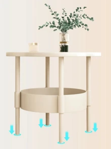 Una mesa de centro moderna, sencilla y creativa con un estante de almacenamiento de dos niveles, una mesa de noche adecuada para salas de estar, mesas de noche, dormitorios y oficinas, una mesa de centro estilo leche y aceite, fácil de ensamblar - Multicolor - Ver 6